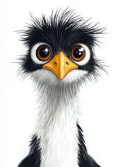 Fototapeta premium Emu Portrait on Clean White Background