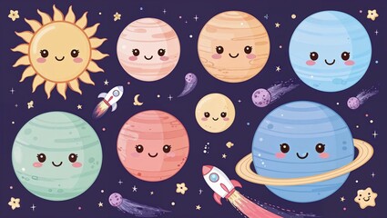 Kawaii Solar System - Fun and Educational Space Art