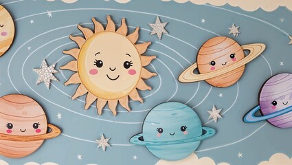 Cute Solar System for Kids - Adorable Space Illustration