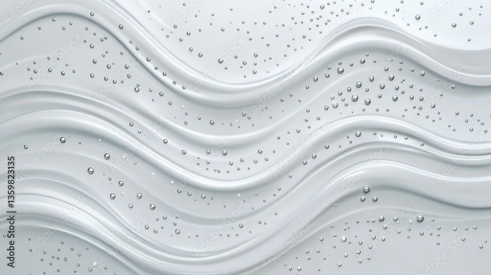 Poster elegant pastel gray backdrop with wavy texture and delicate water droplets reflecting soft light