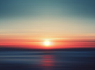 Serene Sunset Over Ocean Horizon With Vibrant Colors and Gradient Sky Illustration Background.