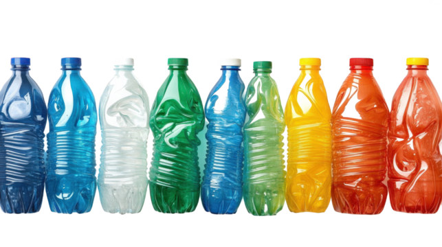 Colorful Plastic Bottles Line Up