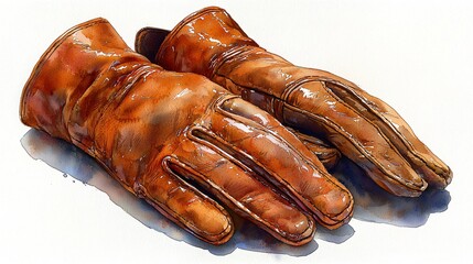 Detailed illustration of leather work gloves