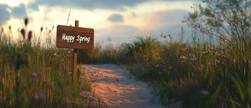 Happy spring celebrating the vernal equinox and nowruz amidst greenery