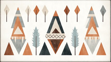 Geometric patterned design with trees