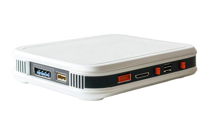 Compact White Mini PC Box with Various Ports