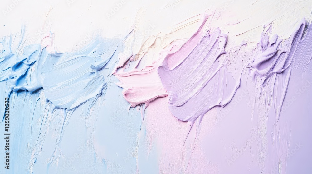 Poster abstract backdrop features soft pencil strokes and paint drips in calming pastel hues