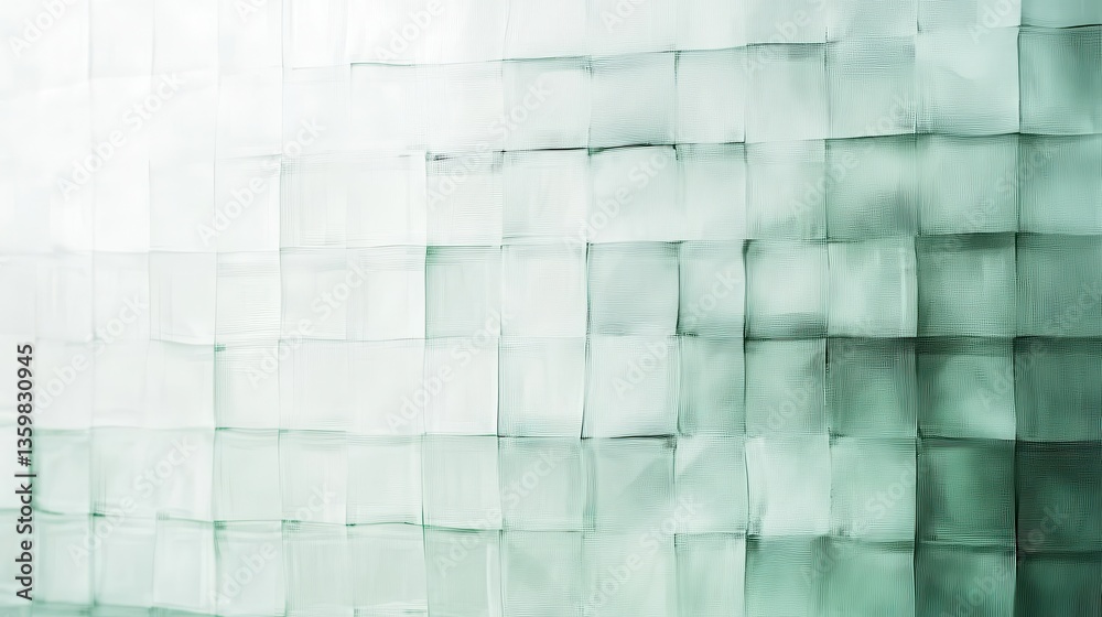 Fototapete Abstract grid patterns in pastel mint and gray tones creating a modern textured surface