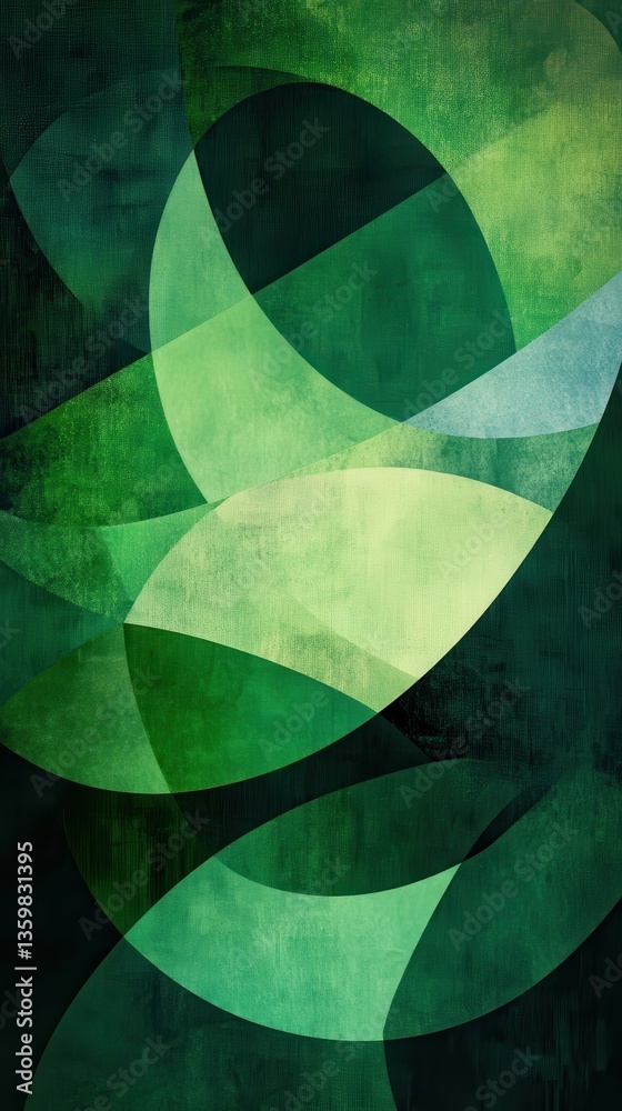Leinwandbilder Vibrant emerald abstract shapes overlapping in a dynamic composition