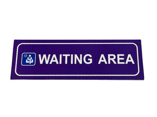 Purple rectangular sign indicating a waiting area with a pictogram of a seated person.