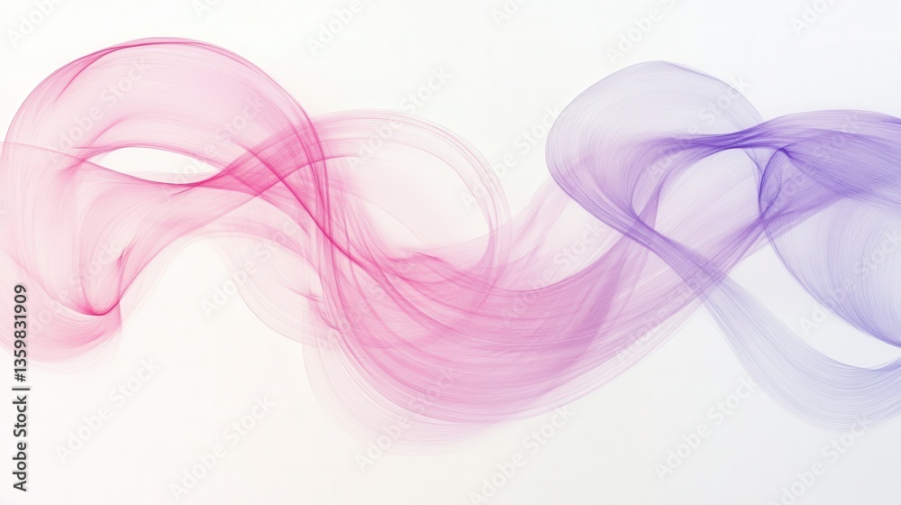 Poster abstract circular pencil strokes create flowing shapes in soft hues of pink and purple against a lig