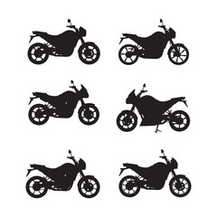 Obraz premium motorcycle bike icons set silhouette vector design illustrations