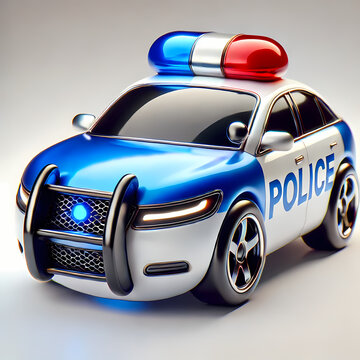 Flat & 3D Police Car Emoji Icon &ndash; Emergency Law Enforcement Vehicle Illustration
