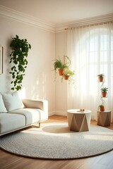 Fototapeta premium Soft dreamy atmosphere in a cozy living room with an intricate origami style