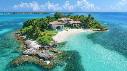 Obraz premium Tropical Island Estate Aerial View