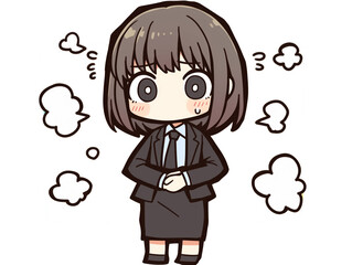 Obraz premium お腹がいたい新人ちゃん / Office Girl with Stomachache