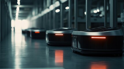 Autonomous robots delivering in warehouses with 5G connectivity showcase the Smart Industry 4.0 concept.