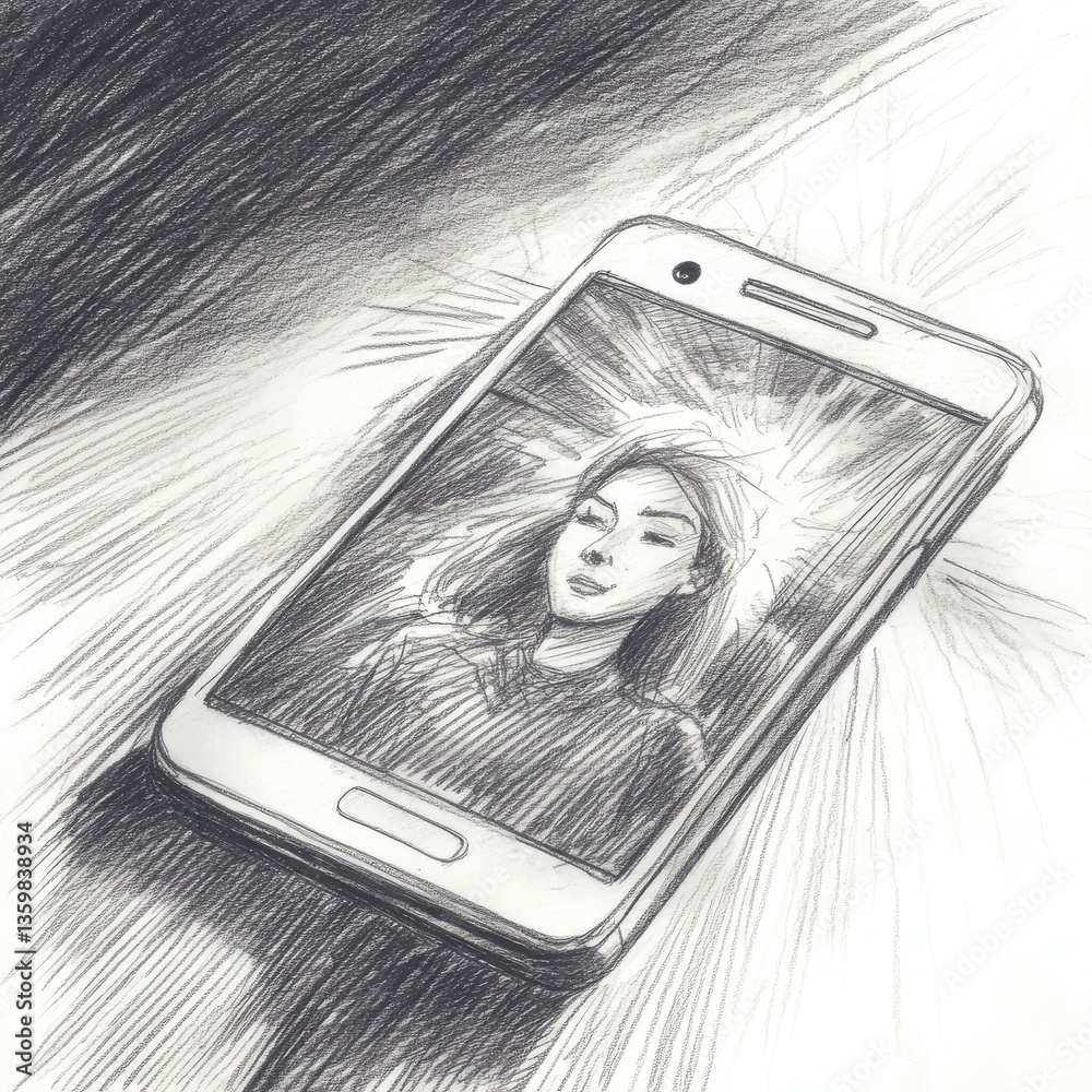 Poster smartphone notification indicating exclusive content with an illuminated screen at night