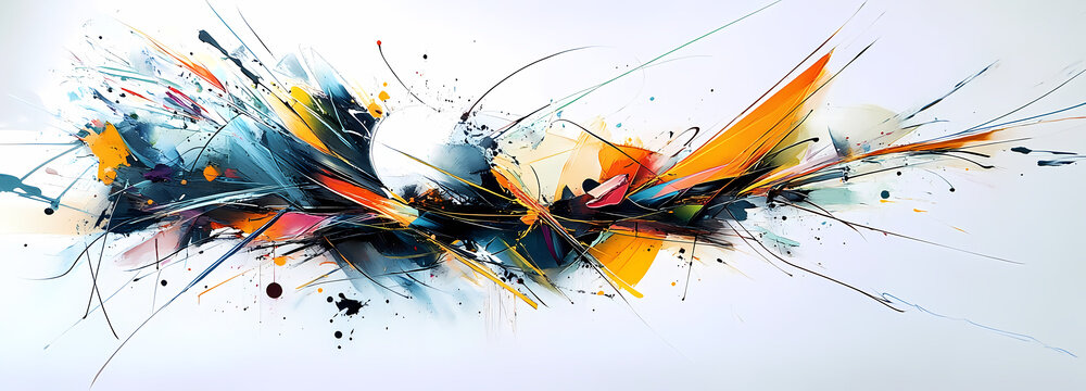 Abstract Burst of Colors: A dynamic abstract artwork explodes with vibrant hues, energetic brushstrokes, and a sense of movement, creating a visual symphony of color and form.