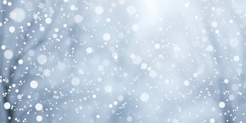 Winter Snowfall Falling Through Air