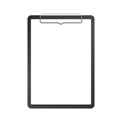 Clipboard communication. A4 office clipboard with metal hook sheet mockup. Vector illustration