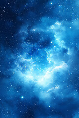 Obraz premium watercolor starry sky, blue color background, minimalistic, simple design,
