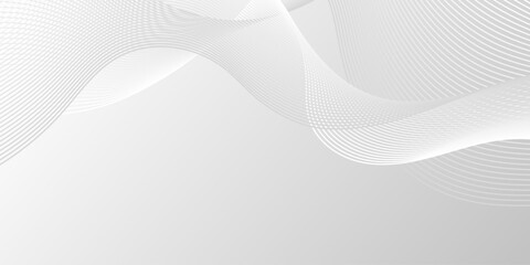 Grey gradient background with line waves. Minimal smooth elegant grey backdrop. Abstract motion wavy lines, dynamic design for banner, ads, poster, cover, social media. 