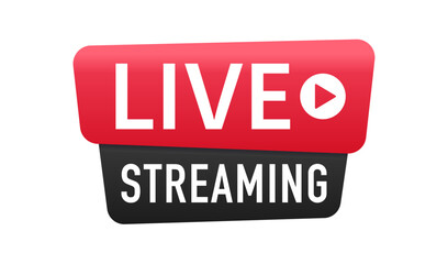 Live streaming buttons and symbols. Online streaming icons. Video broadcasting icon. Template for tv, online channel, live breaking news, social media. Vector illustration