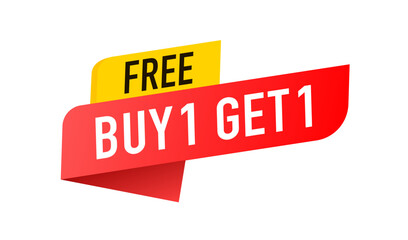 Buy one get one free. Buy 1 get 1 Free tags sale. Coupon icon. Special offer design for business advertising. Vector illustration