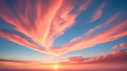 Obraz premium Around sunset, a sky filled with vibrant clouds is showcased.