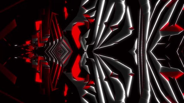 Red Metal Robot Electronic Alien Machine Glowing Neon Futuristic Technology Geometry Animated Scene for Event. Motion Graphics DJ Event Digital Technology Animation VJ Visuals