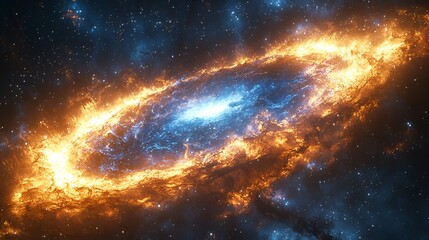 Fototapeta premium Fiery, swirling galaxy in deep space