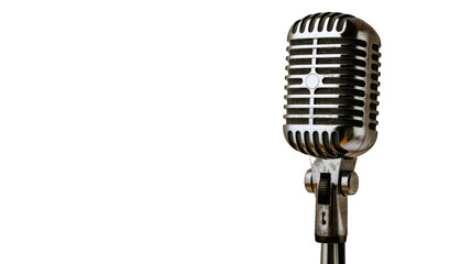 Fototapeta premium Retro Microphone Icon: An antique, vintage microphone, captures the essence of classic audio equipment, ideal for evoking nostalgic vibes.