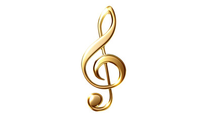 Obraz premium Golden Clef: A beautifully rendered golden treble clef, a universal symbol of music, glows with a polished finish against a seamless background.