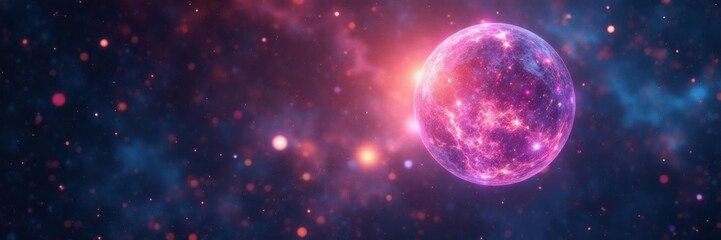 Obraz premium Ethereal glowing orb suspended in starry nebula , luminescent, neon, nebula