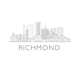 Naklejka premium Richmond, Virginia cityscape illustration skyline drawing