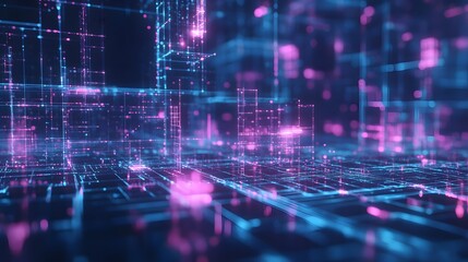 Obraz premium Futuristic abstract rendering of data visualization in a digital landscape