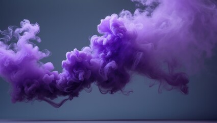 Abstract artwork featuring purple smoke on a solid background. Observe how the vibrant smoke swirls against the ominous backdrop.