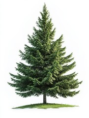 Obraz premium Green pine tree forest isolated on a white background.