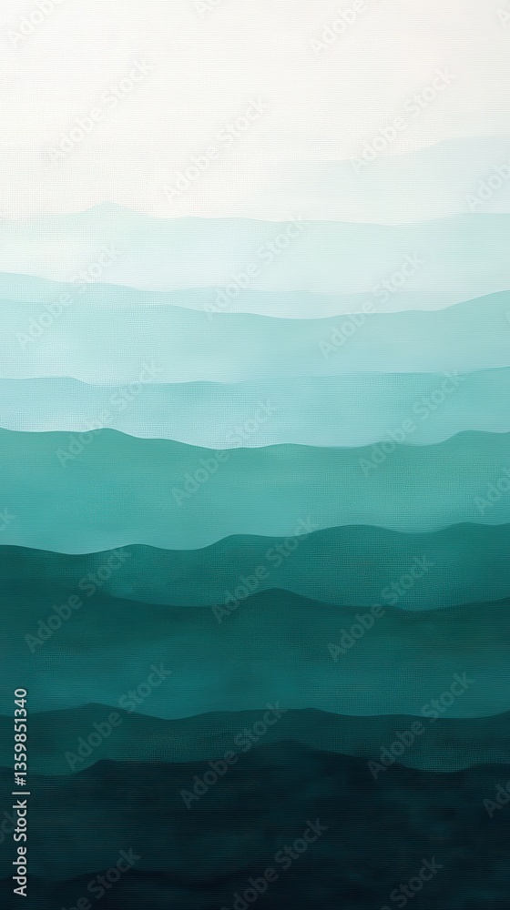 Poster Gradient of ocean blue and seafoam green waves creating a soothing atmosphere of tranquility and calmness