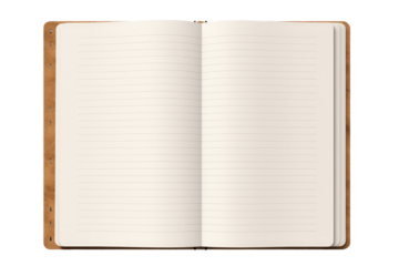  Blank notebook with lined paper on transparent background