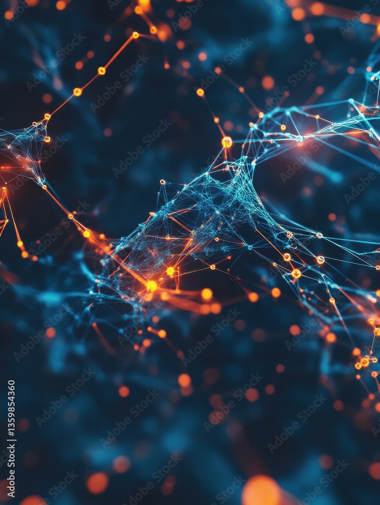Poster neural network artificial intelligence tech low poly abstract background