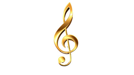 Obraz premium Golden Musical Note: A shimmering, photorealistic depiction of a golden treble clef, evoking the elegance and harmony of music. A symbol of melody and musical notation.