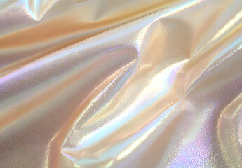 Iridescent Satin Fabric Texture with Pleats and Reflections for Background Use
