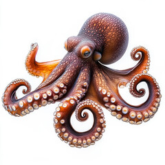 Obraz premium giant pacific octopus swimming through white background