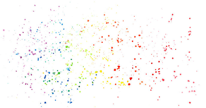 bunte Aquarell Farbspritzer in Regenbogenfarben, abstrakt f&uuml;r Hintergr&uuml;nde