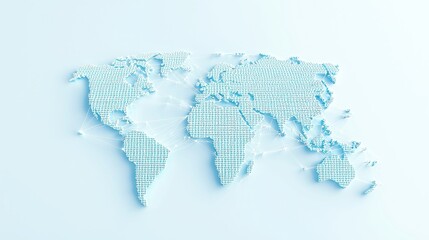 Fototapeta premium Global E-Commerce Connectivity Futuristic illustration of a world map made of glowing dots, bright cyan pathways, illuminated dollar symbols, highlighting global digital trade.