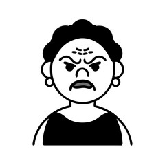 Angry old lady hand drawn