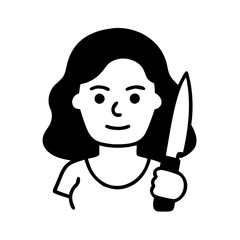 Aunt with knife hand drawn illustration