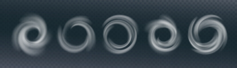 Circle Swirl Air Wind Effect. Light Vector Flow Vortex on a Dark Background. An Abstract Round and Fresh Wind of Fan